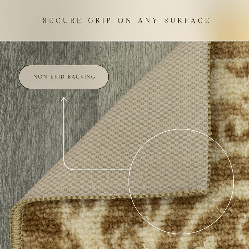 Maples Rugs Pelham Transitional Area Rugs - Made in USA - Washable, Non Slip, Indoor Carpet for Entryway, Foyer, Kitchen, and Bathroom, 1'8 x 2'10, Khaki - Image 5
